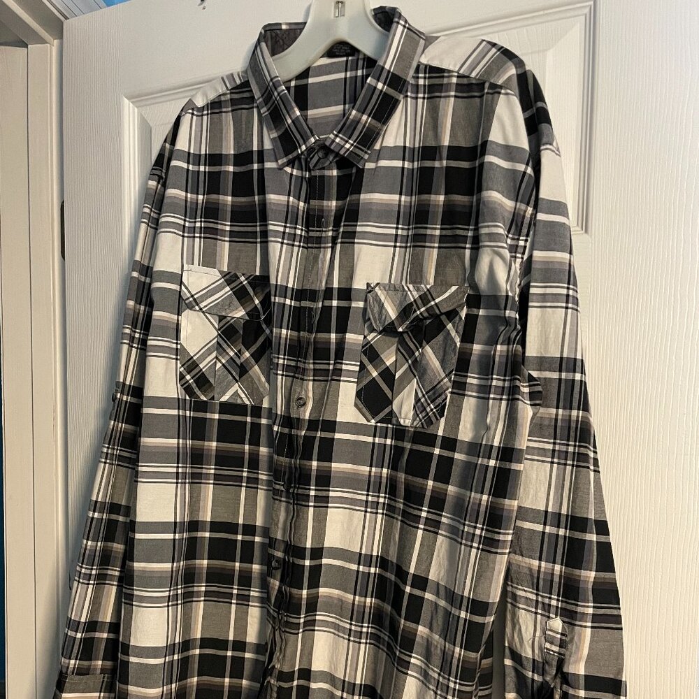 Men’s XXL Lightweight Long‑Sleeve Button‑Front – Plaid